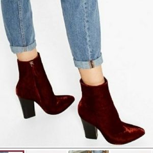 Zara Rust Velvet Ankle Boots